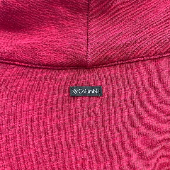 Columbia Pink Fuchsia Drawstring Space Dye Funnel Neck Pullover Sweatshirt Top - Picture 6 of 9